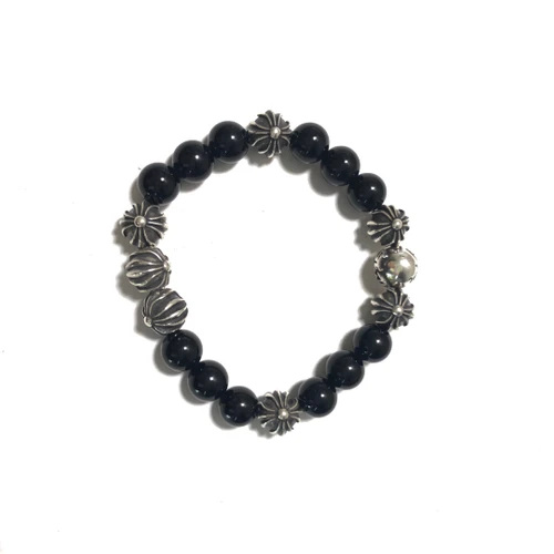 Chrome Hearts Bracelet Beads - Obsidian Eight Silver Bead