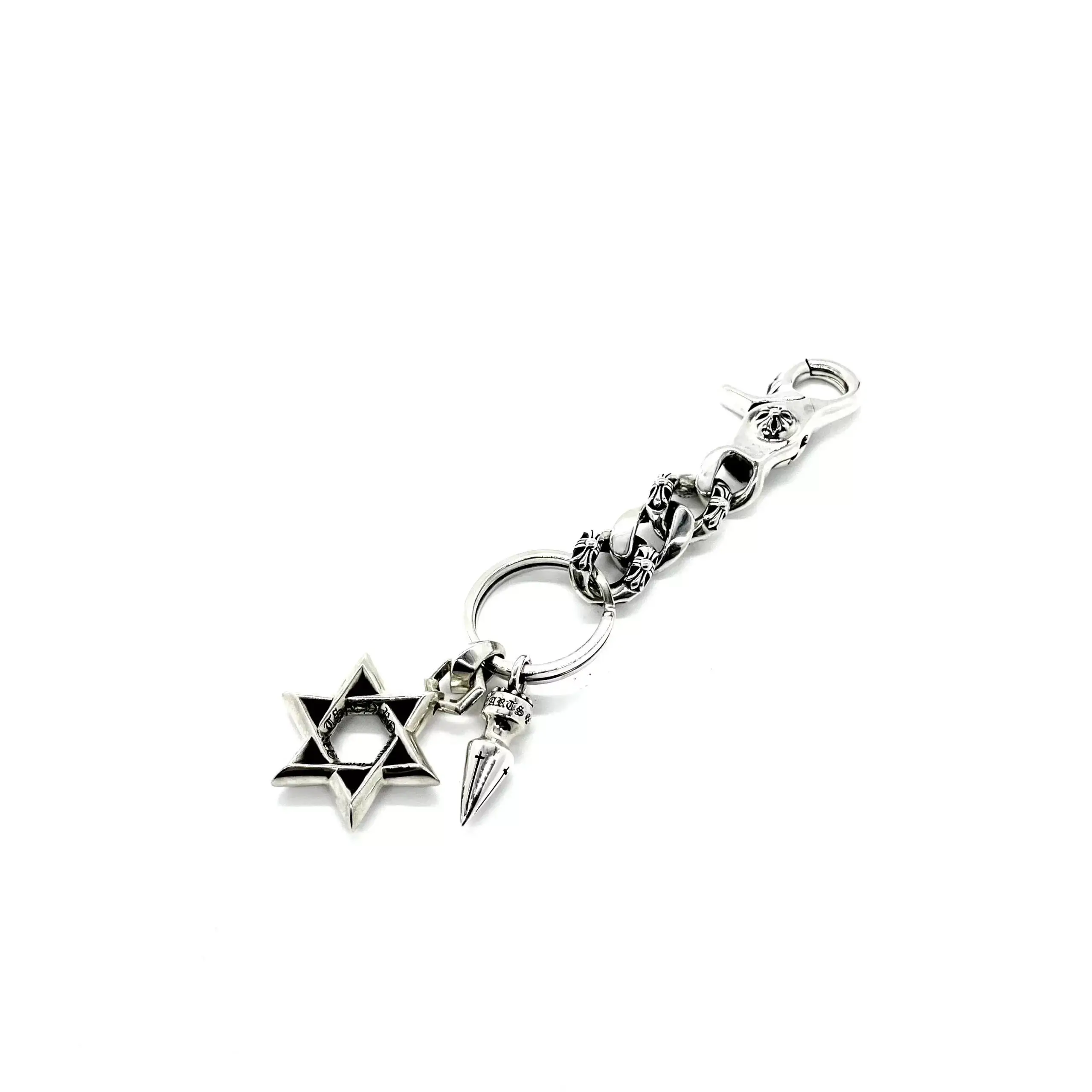 Chrome Hearts Fancy Link Star Of David Bullet Key Ring Lock