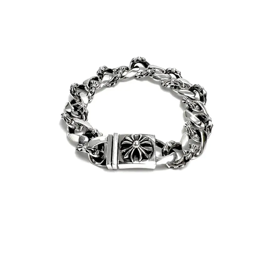 CH Plus Half Fancy Link Thick Chrome Hearts Charm Bracelet