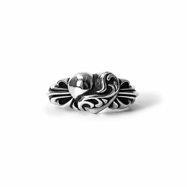 Floral Cross Heart Chrome Hearts Wedding Band