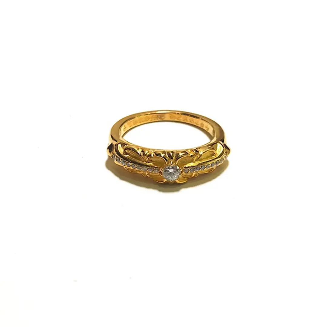 Gold Diamond Baby Flower Cross Chrome Hearts 22k Ring