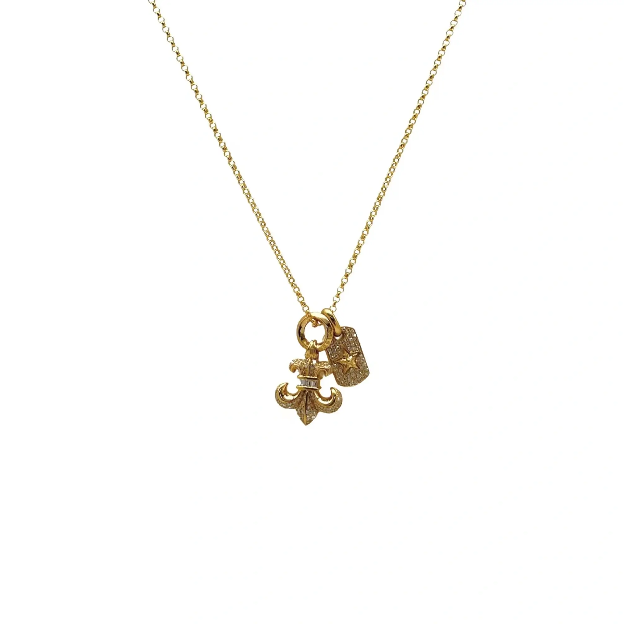 Chrome HeartS 22k Pendant - Bs Fleur+Five Pointed Star Card