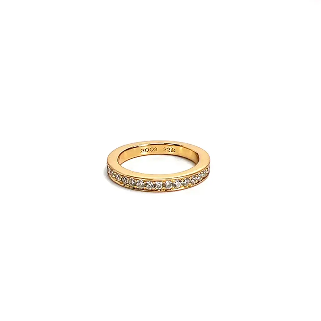 Full Diamond 3MM Strip 22k Gold Chrome Hearts Ring