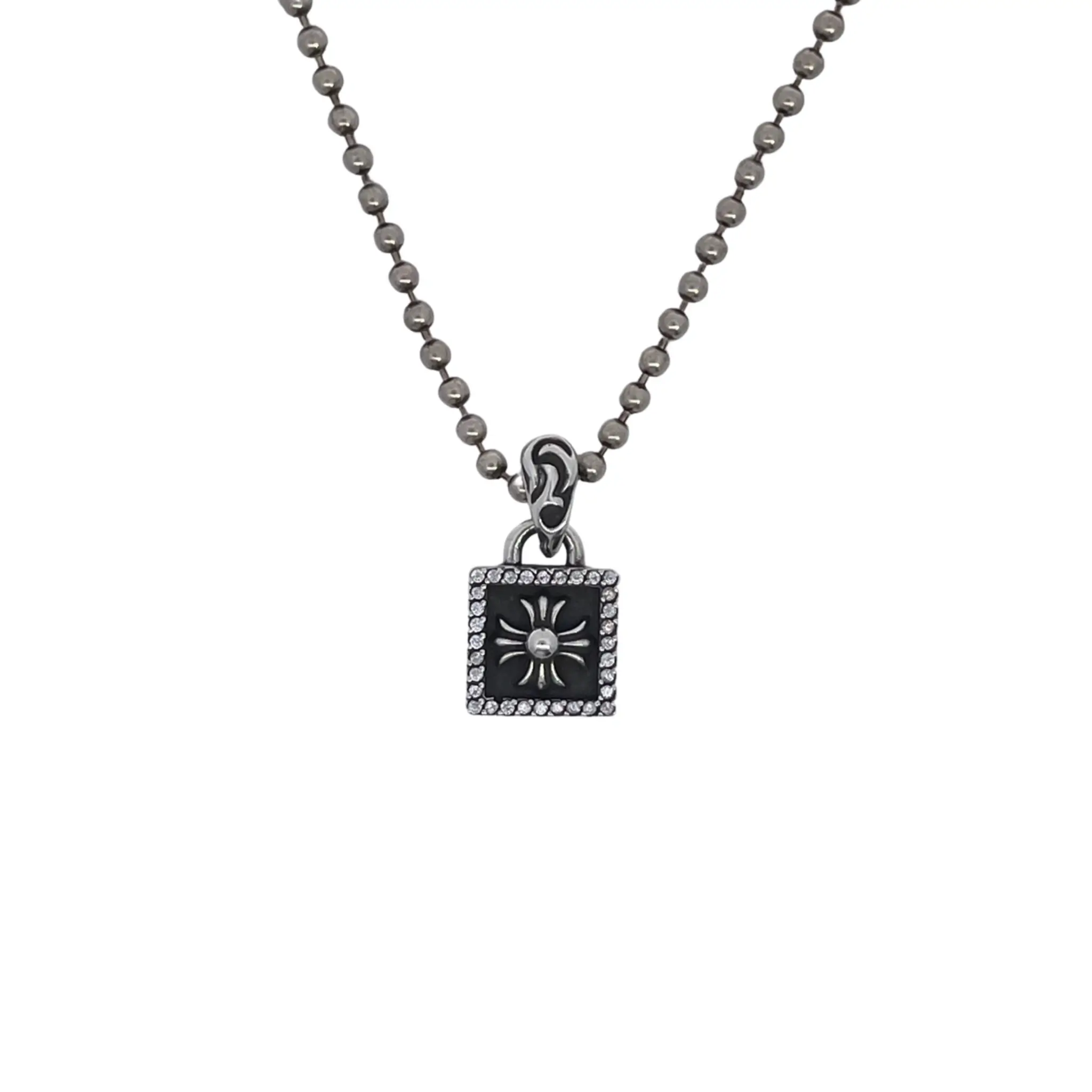 Chrome Hearts Diamond Cross Pendant Necklace