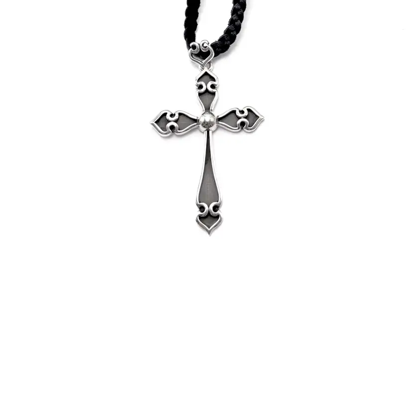 Chrome Hearts Products - Spade Cross Leather Cord Necklace