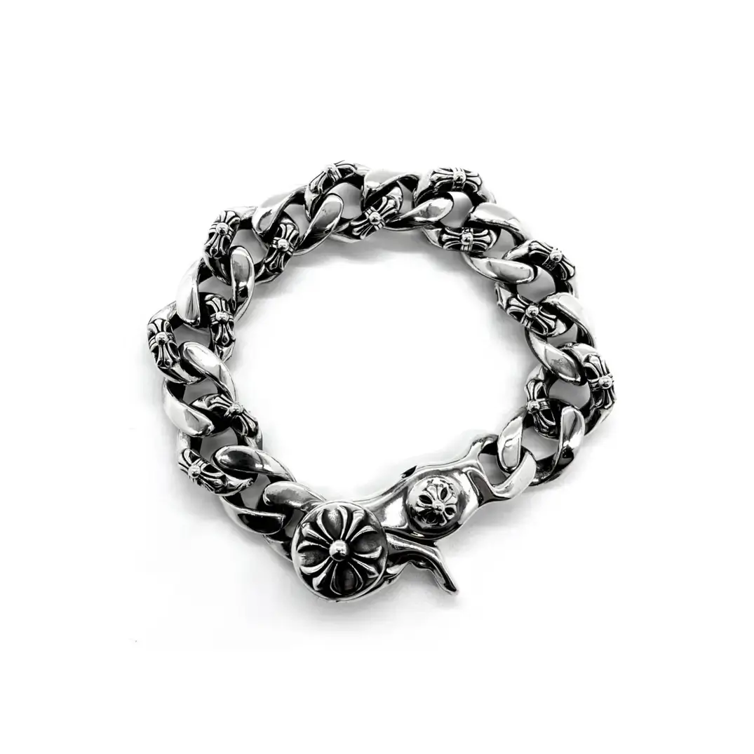 Half Fancy Link Lobster Clasp Chrome Hearts Bangle