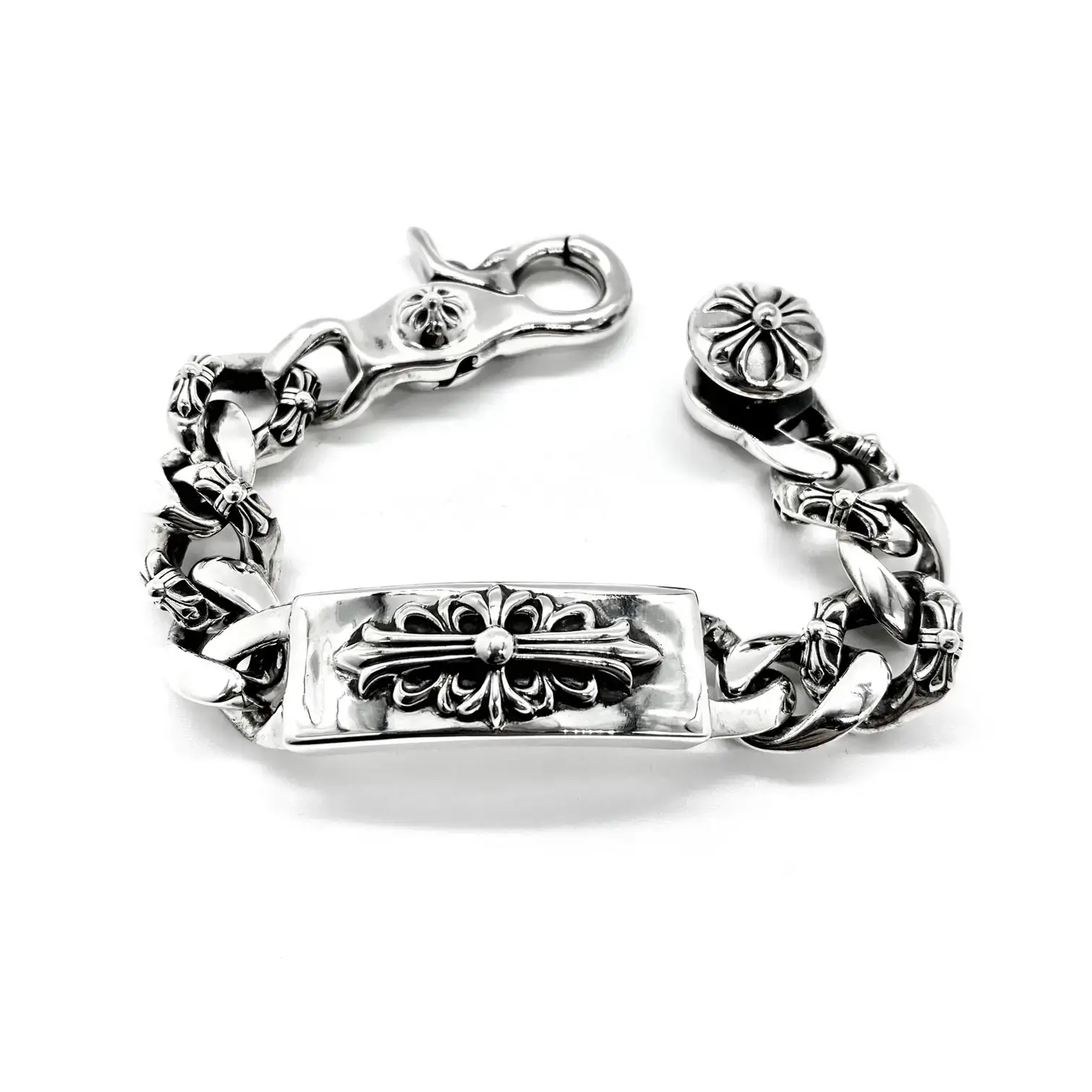 Floral Half Fancy Link Chrome Hearts ID Bracelet