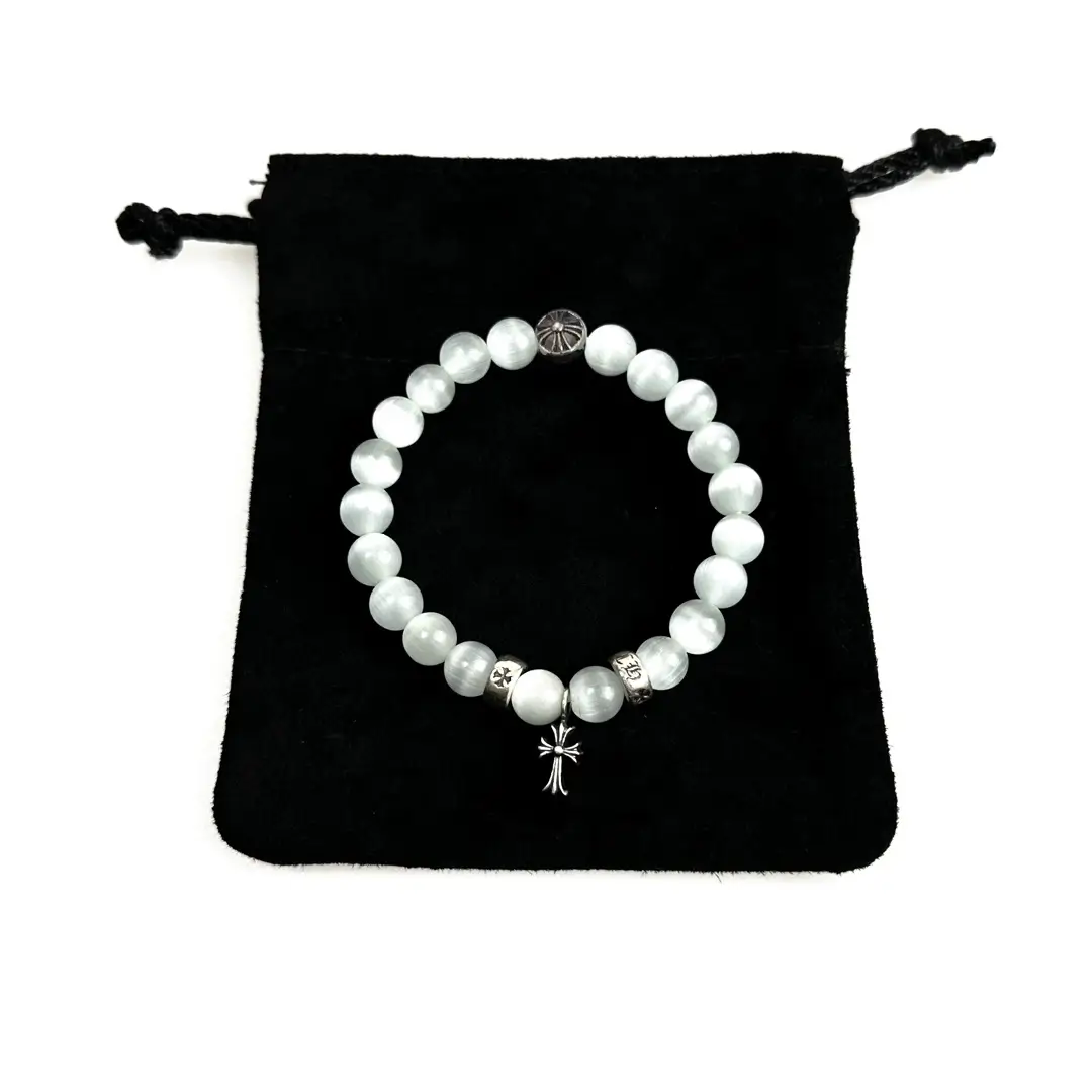 Cat Eye Stone Cross Chrome Hearts Ball Bracelet