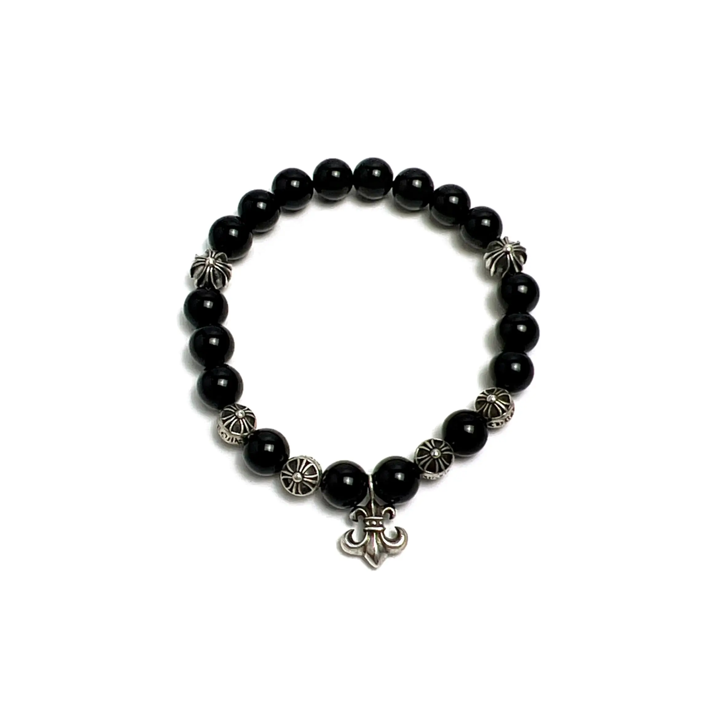 Fleur De Lis Chrome Hearts Black Onyx Bracelet