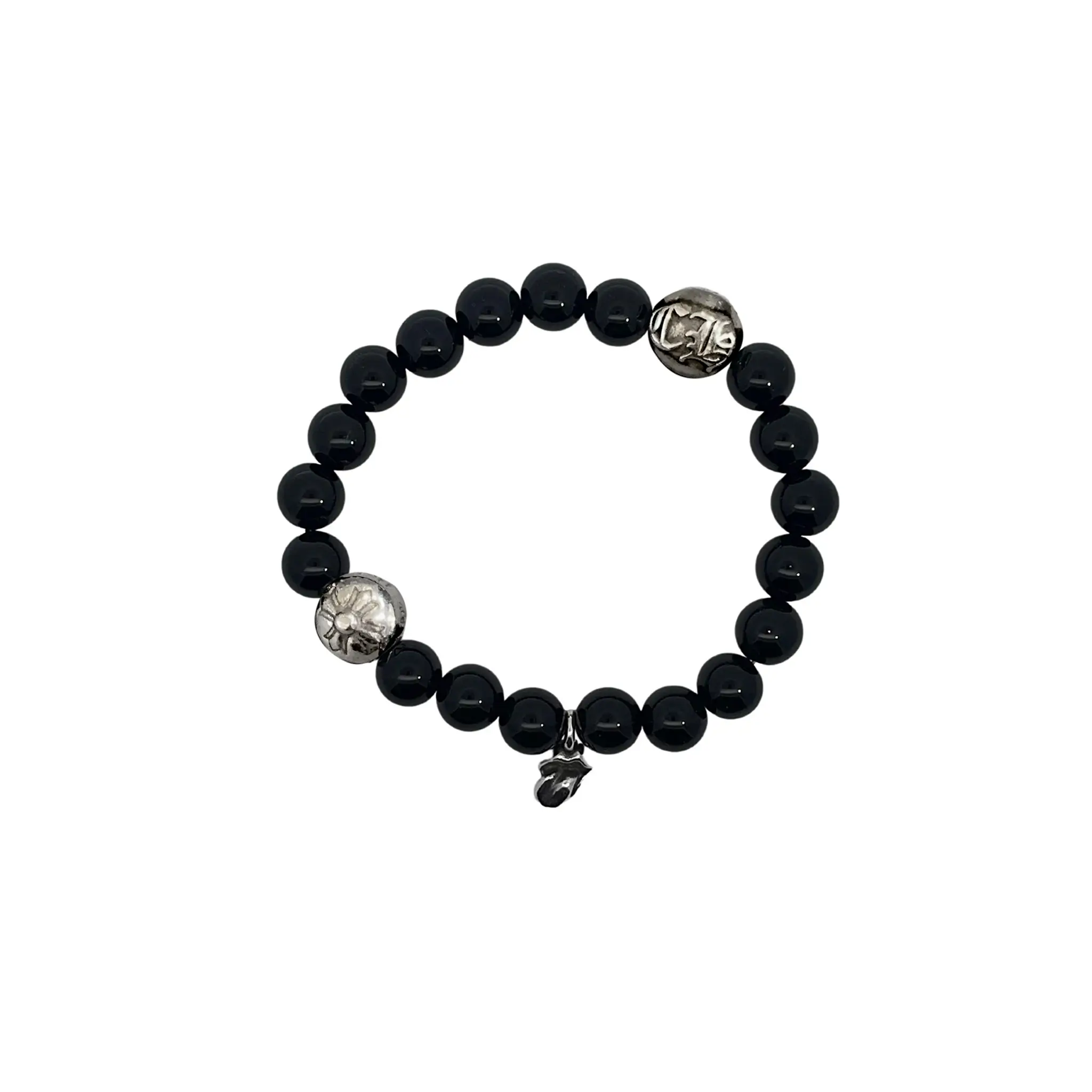 Rolling Stone Lip Tongue Onyx Chrome Hearts Black Bracelet