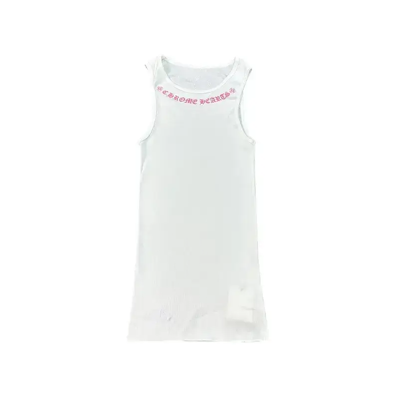 Love You Chrome Hearts White Tank Top Dress