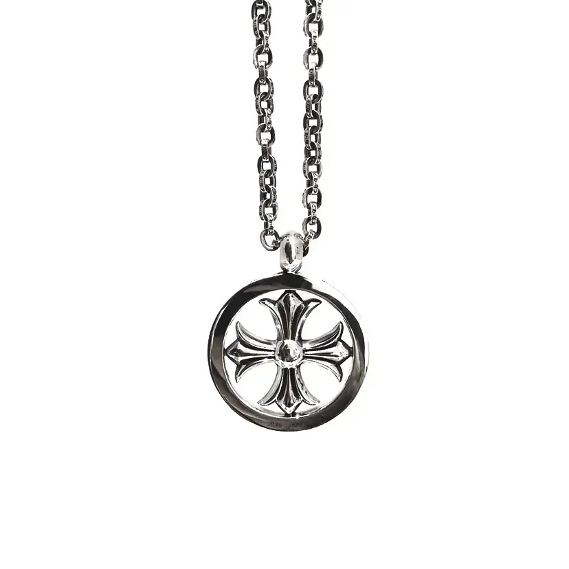 Chrome Hearts Silver Cross Necklace - CH Plus Medallion