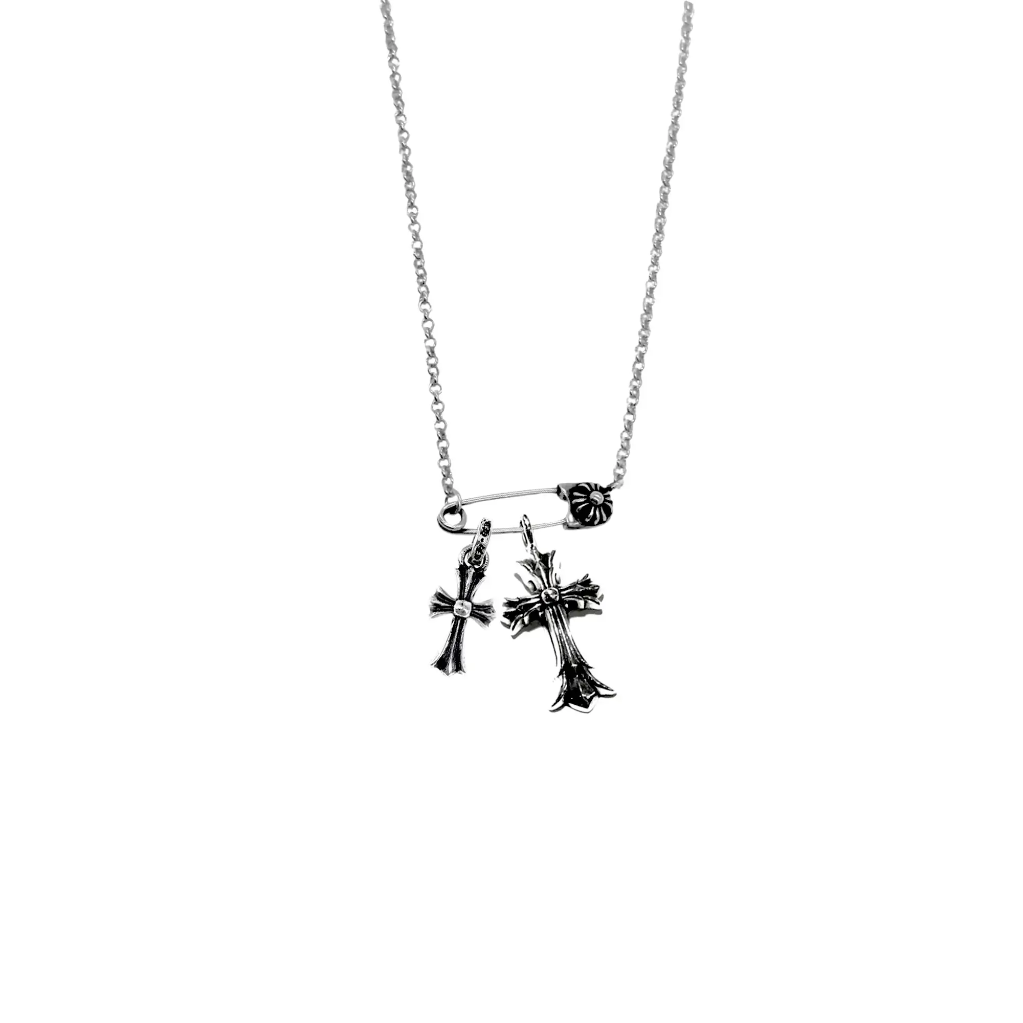 Chrome Hearts Pendant Double Cross Babyfat Cross Necklace