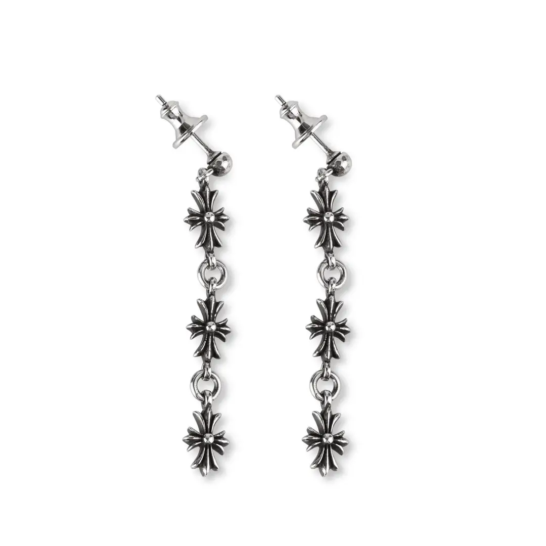 TINY Chrome Hearts 3 Cross Earrings - Elegant & Fashion