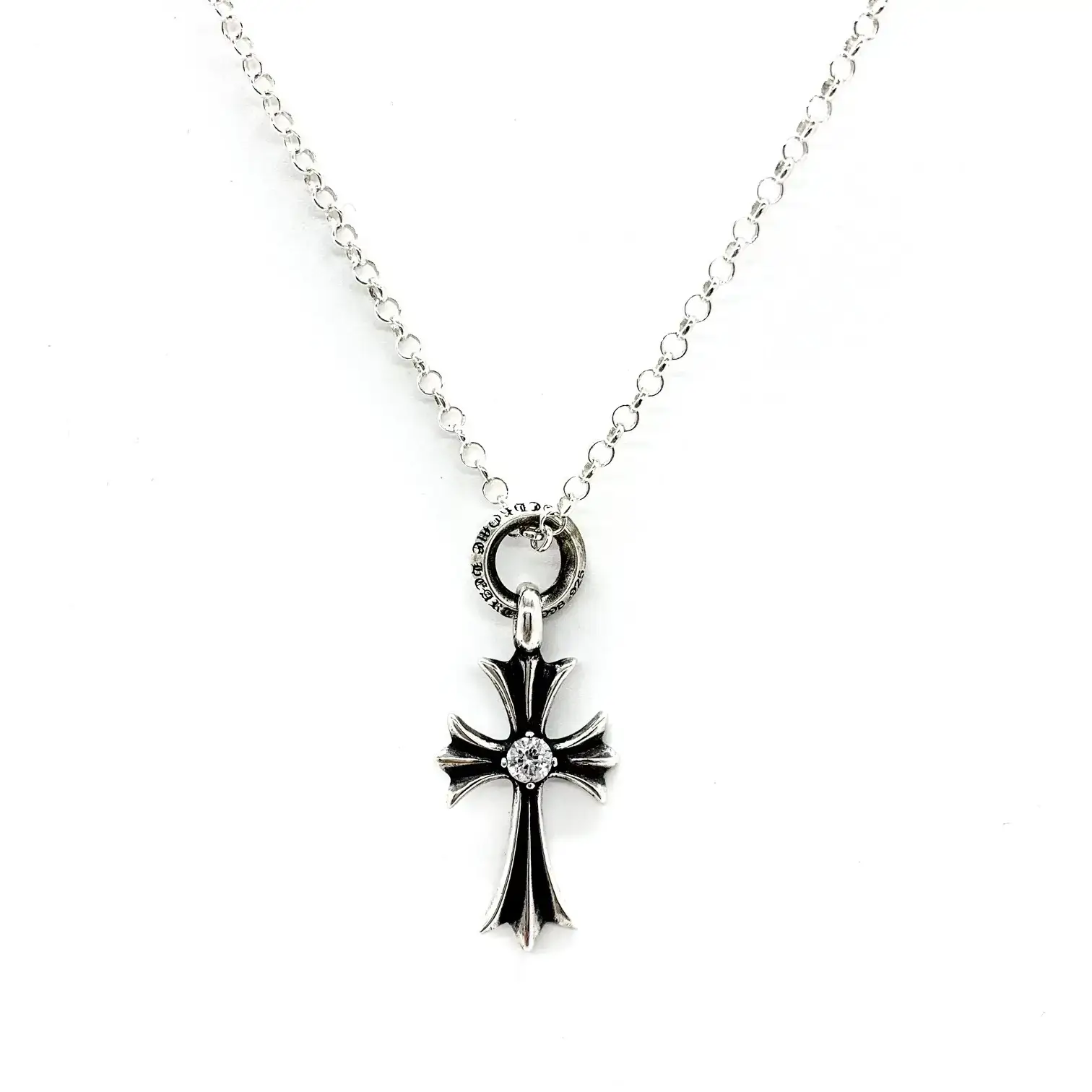 Chrome Hearts Diamond Cross Pendant Necklace