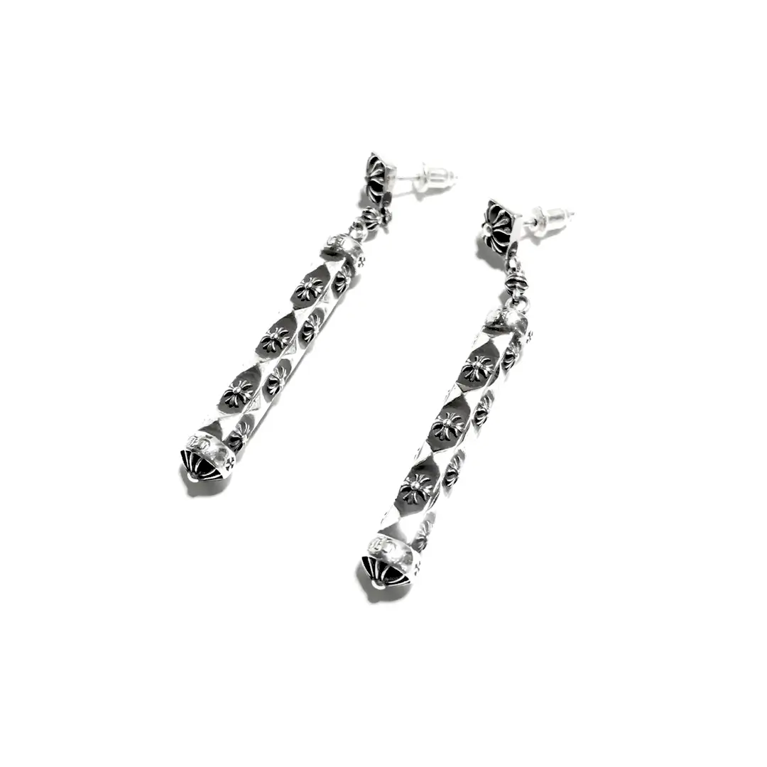 Cross Pillar Chrome Hearts Drop Earrings - Silver Jewelry