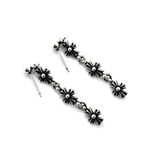 TINY E Chrome Hearts 3 Cross Earrings