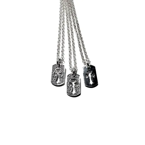 Chrome Hearts Diamond Dog Tag Hollow Cross Necklace