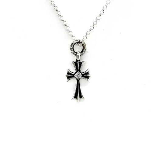 Chrome Hearts Diamond Cross Pendant Necklace