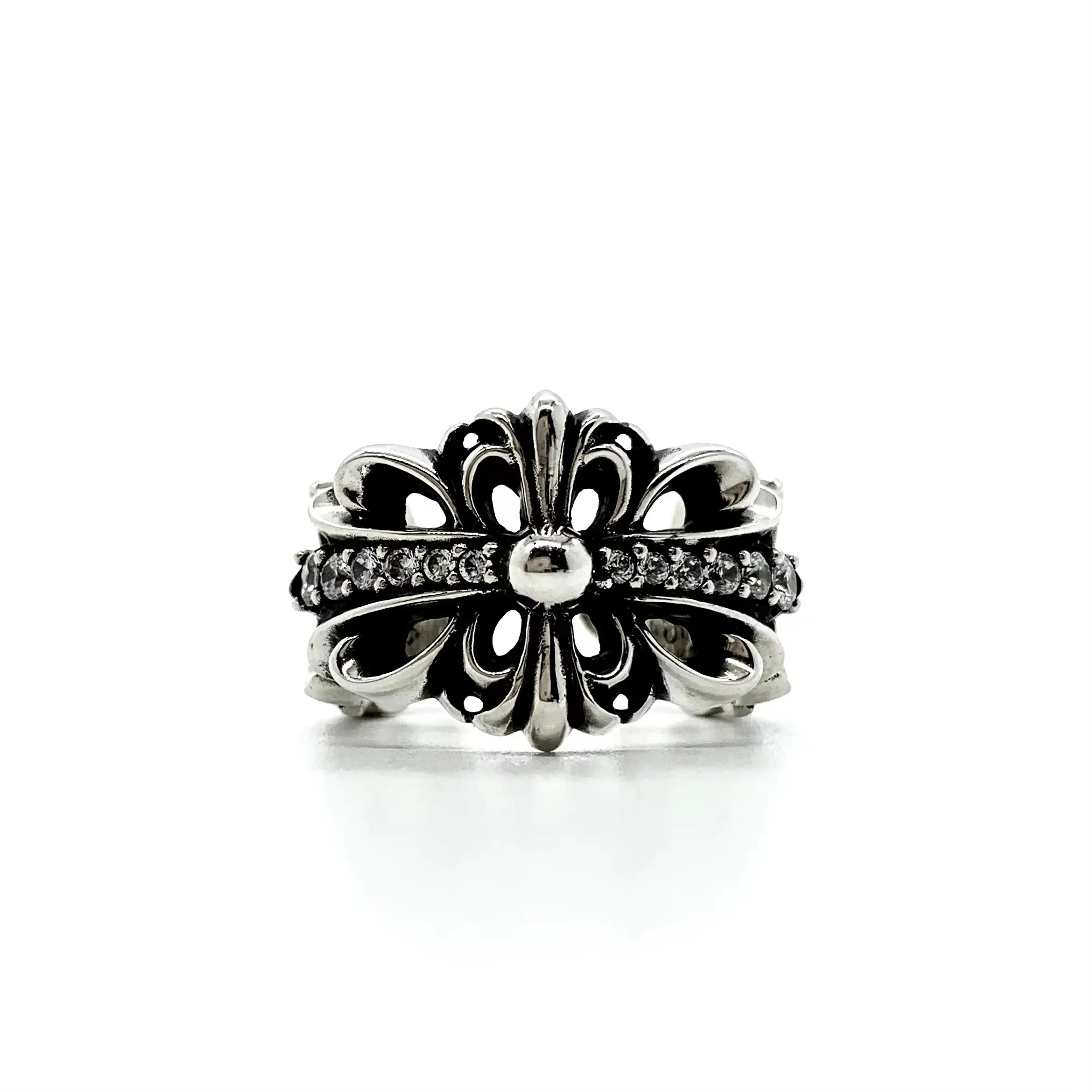 Chrome Hearts Double Floral Diamond Ring