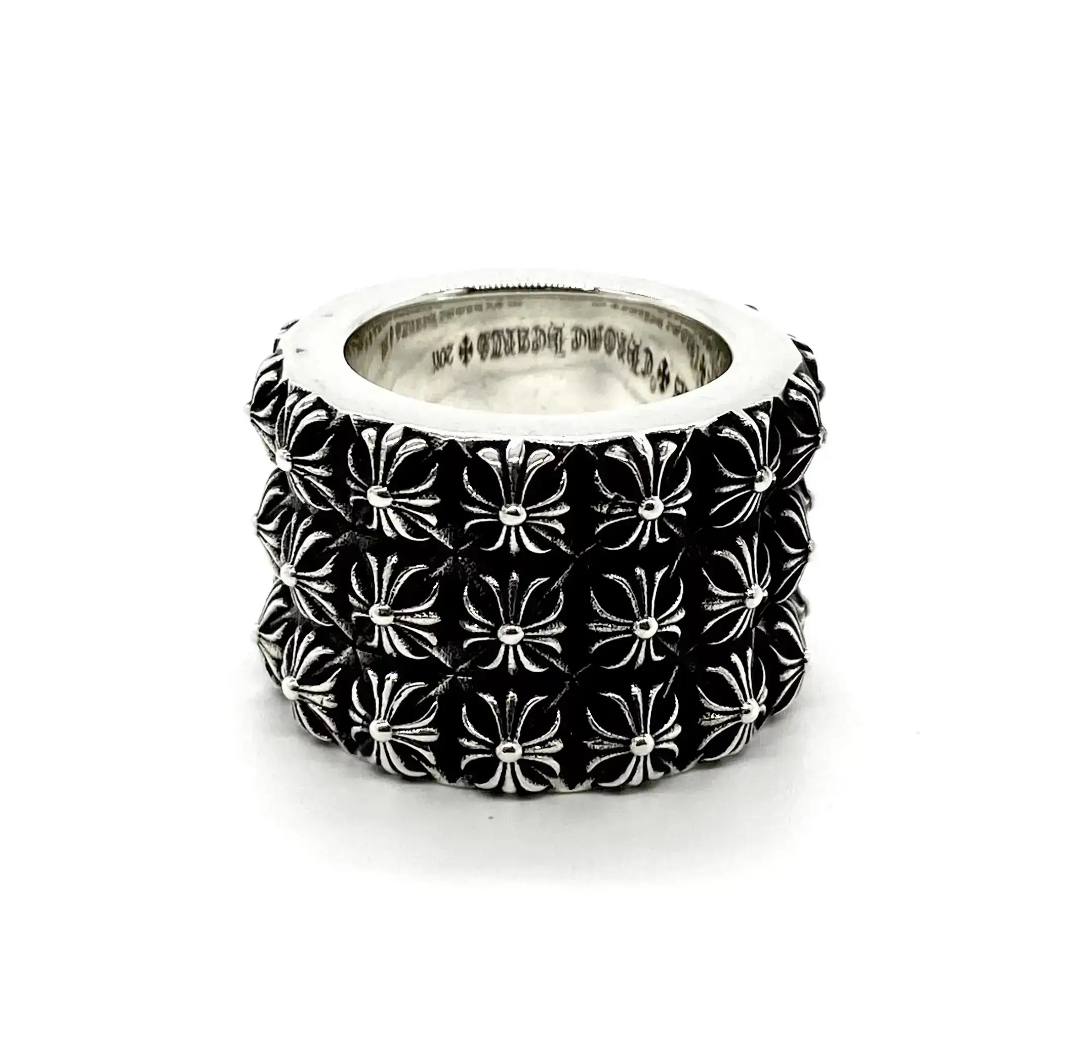 Three Layer Cross Chrome Hearts Mens Ring