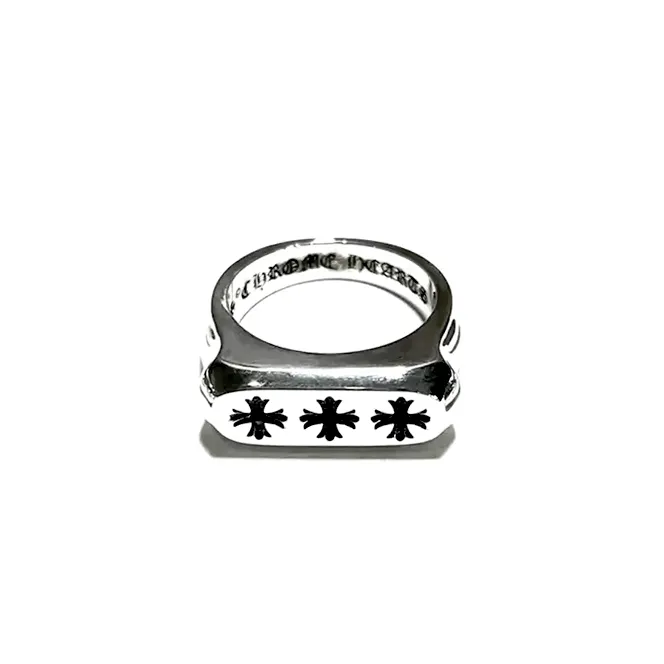 Chrome Hearts Triple Cross Logo Signet Ring