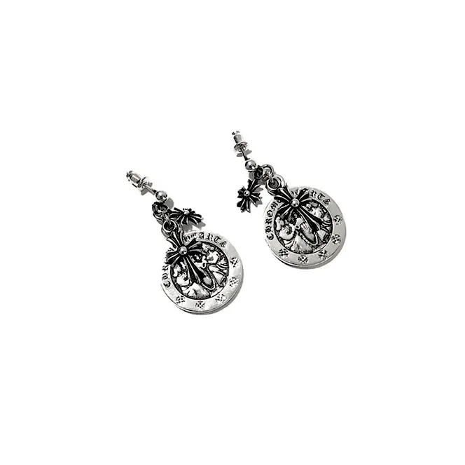 Chrome Hearts CH Cross Angel Medallion Earrings