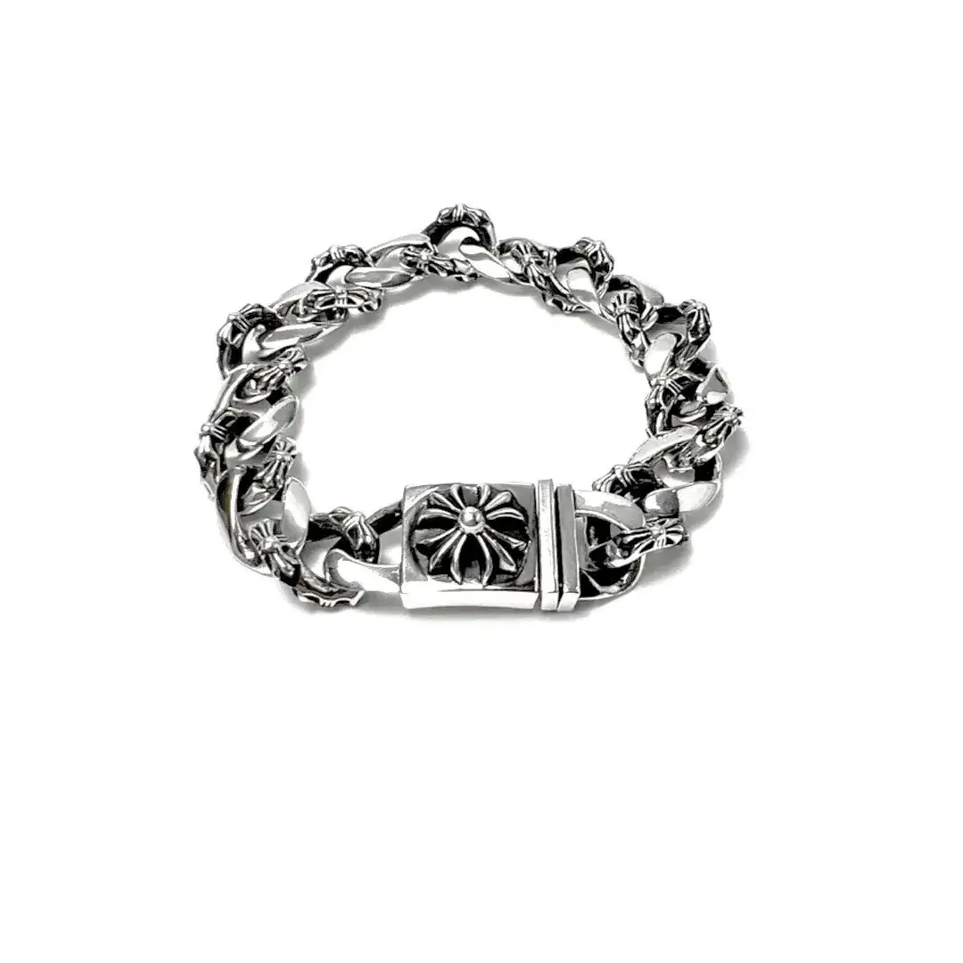 CH Plus Half Fancy Link Thick Chrome Hearts Charm Bracelet