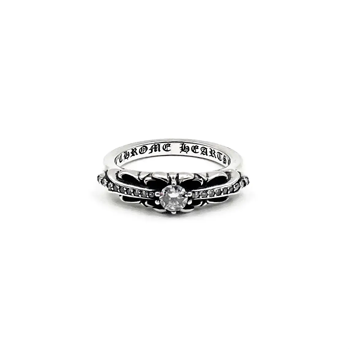 Baby Cross Diamond Chrome Hearts Floral Ring