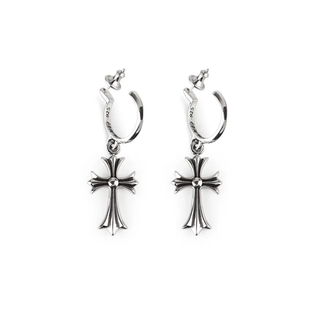Chrome Hearts Cross Hoop Earring - Timeless Silver Jewelry