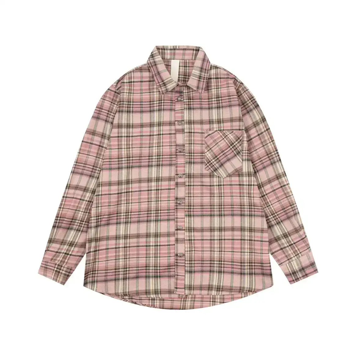 Cross Leather Plaid Pink Chrome Hearts Shirt