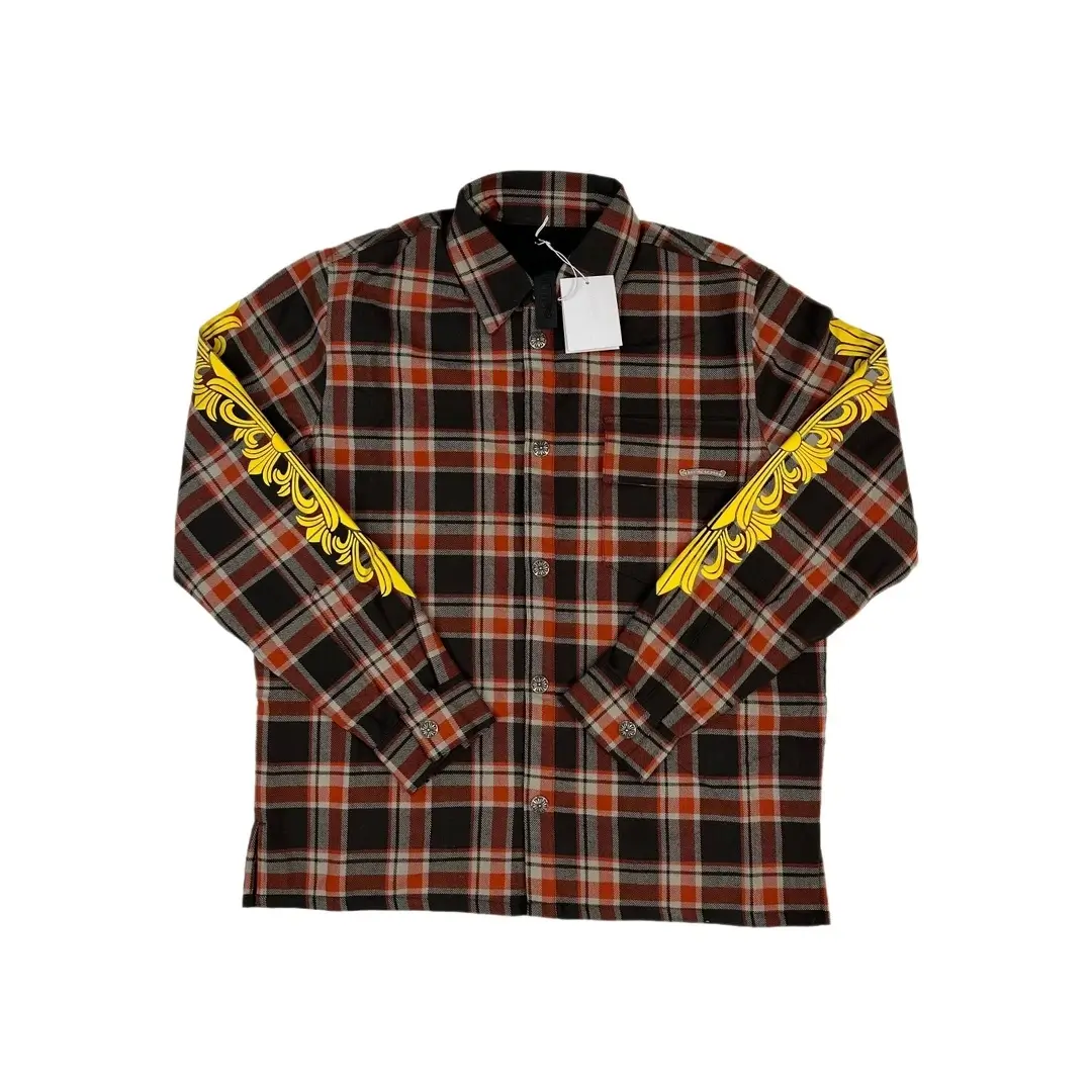 Chrome Hearts Triple Cross Logo Plaid Cotton Filled Shirt