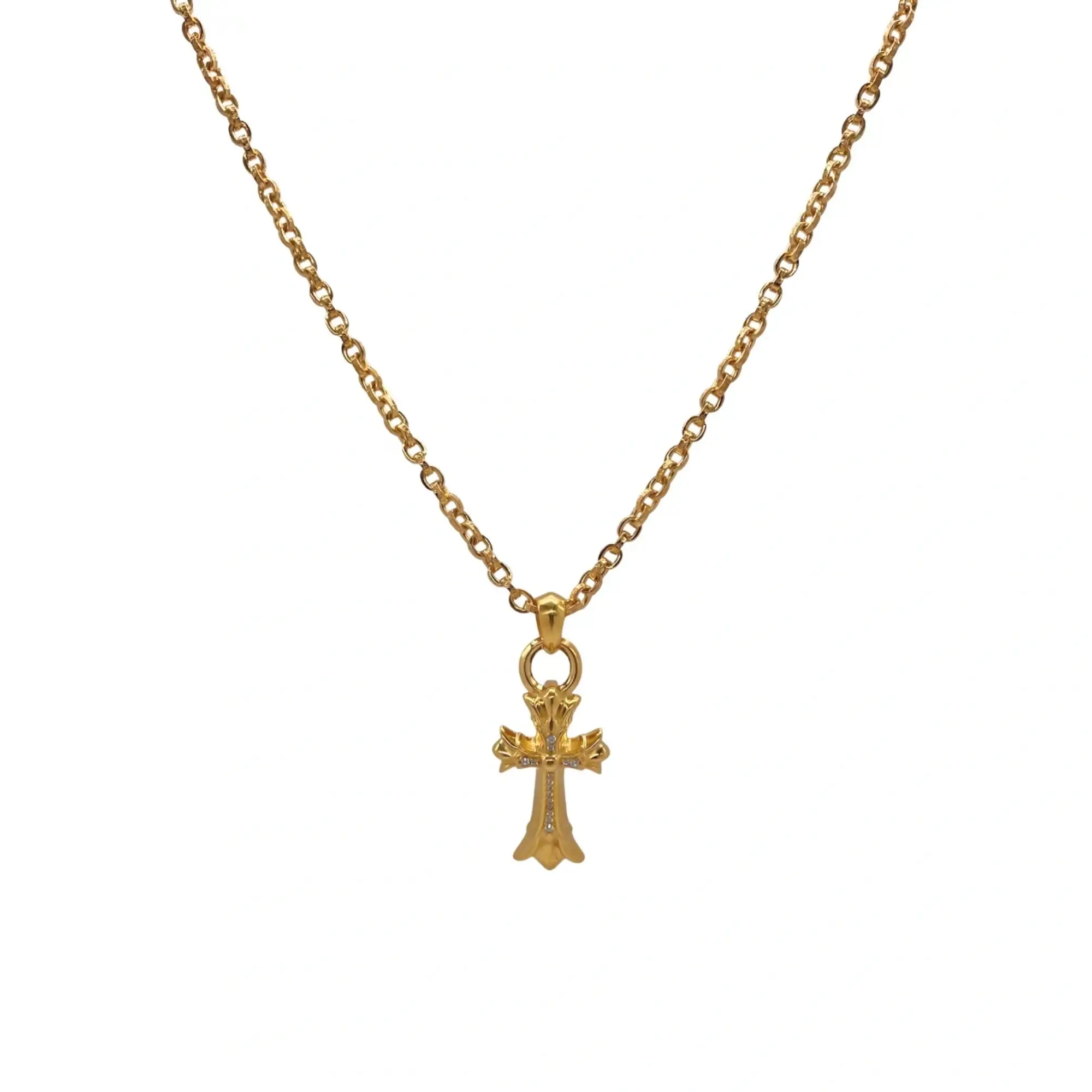 Chrome Hearts Gold Cross Necklace - 22K Diamond