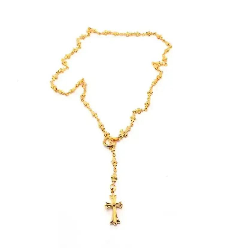 chrome hearts gold chain - 22K Babyfat cross Necklace