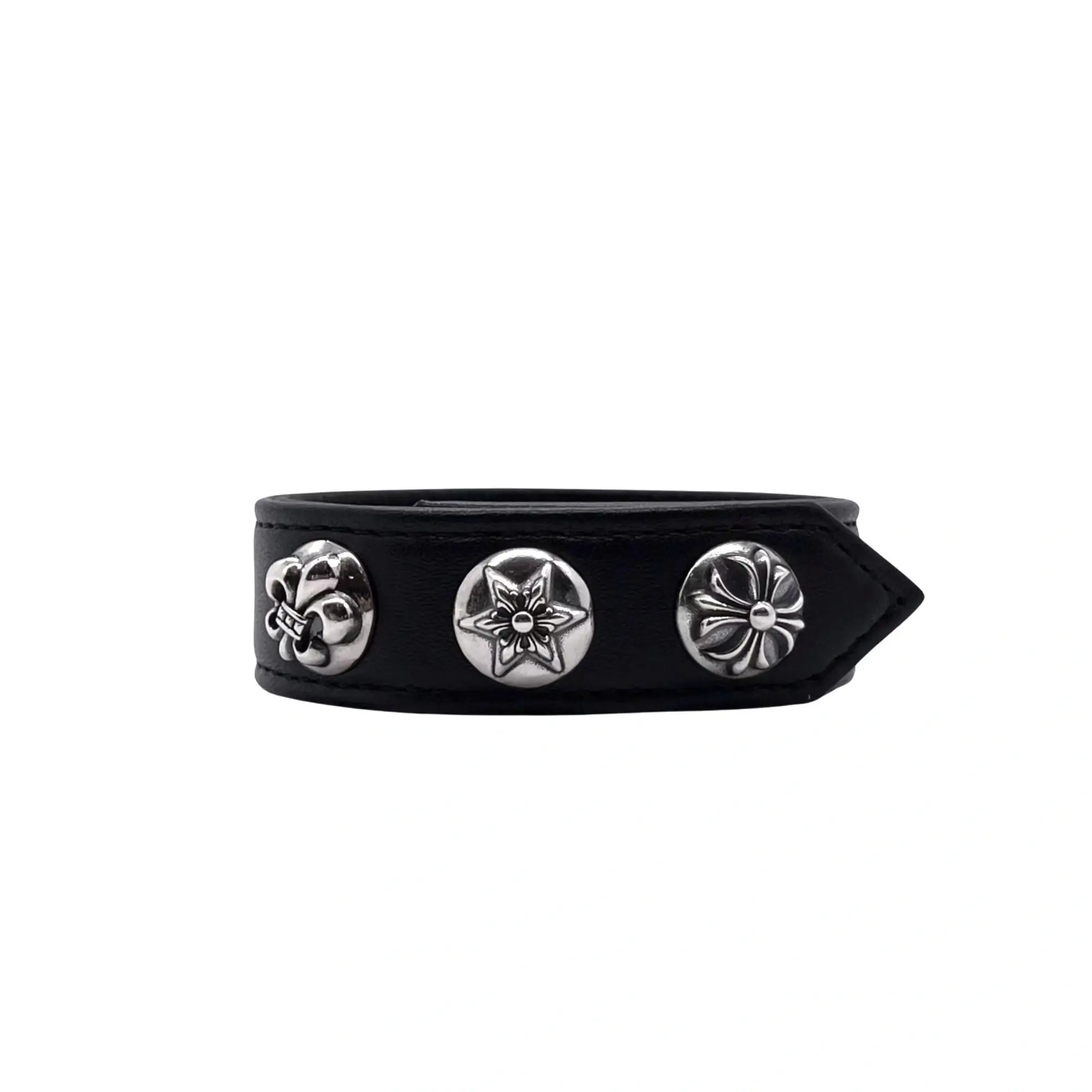 Chrome Hearts Bracelet Leather Cross Hexagram BS Fleur