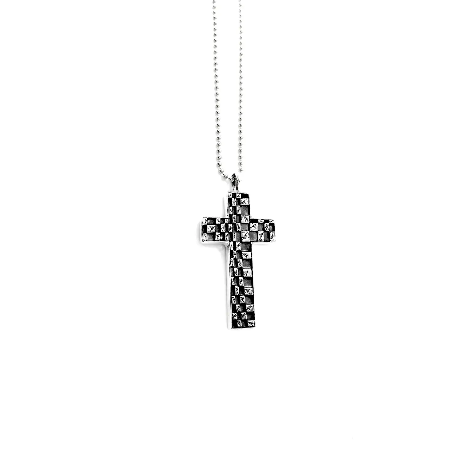 Chessboard Cross Chrome Hearts Pendant Necklace