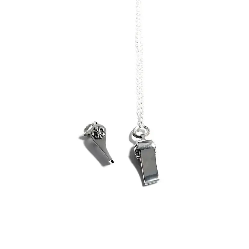 Mini BS Fleur Chrome Hearts Whistle Necklace - 925 Silver
