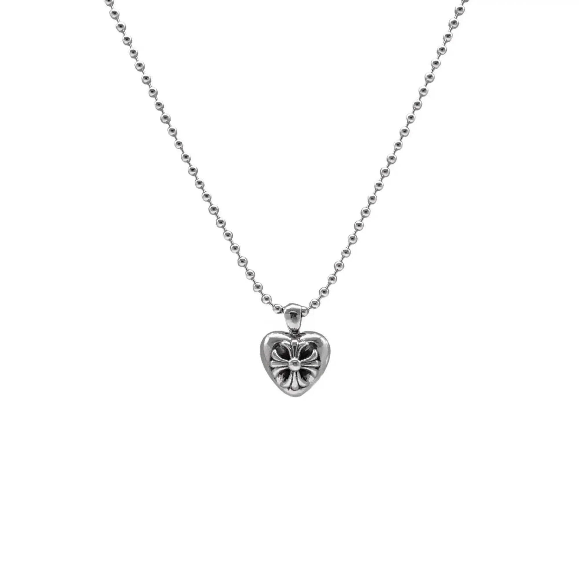 Cross Chrome Hearts Heart Charm Necklace