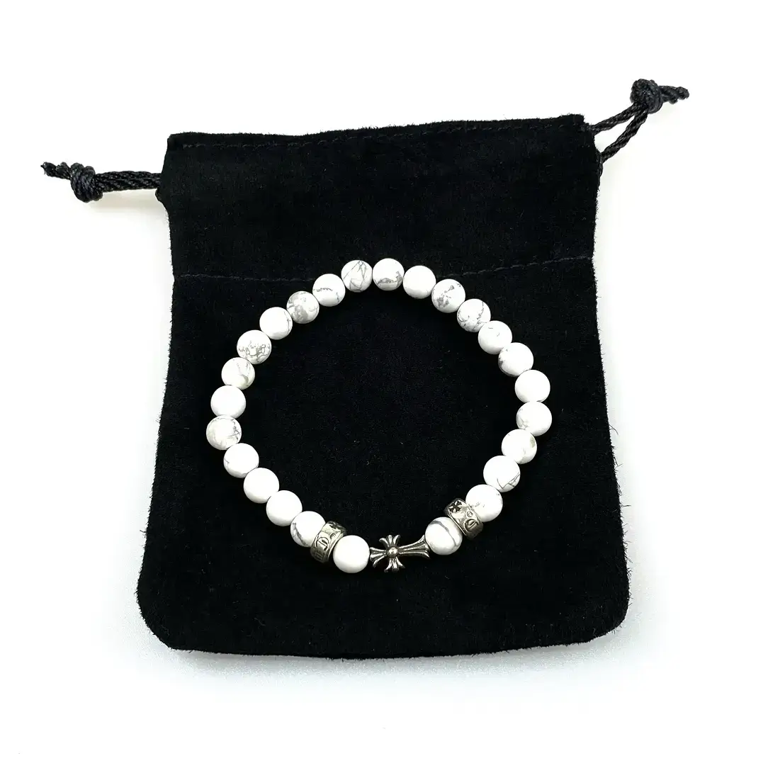 Chrome Hearts Babyfat Cross White Onyx Bracelet