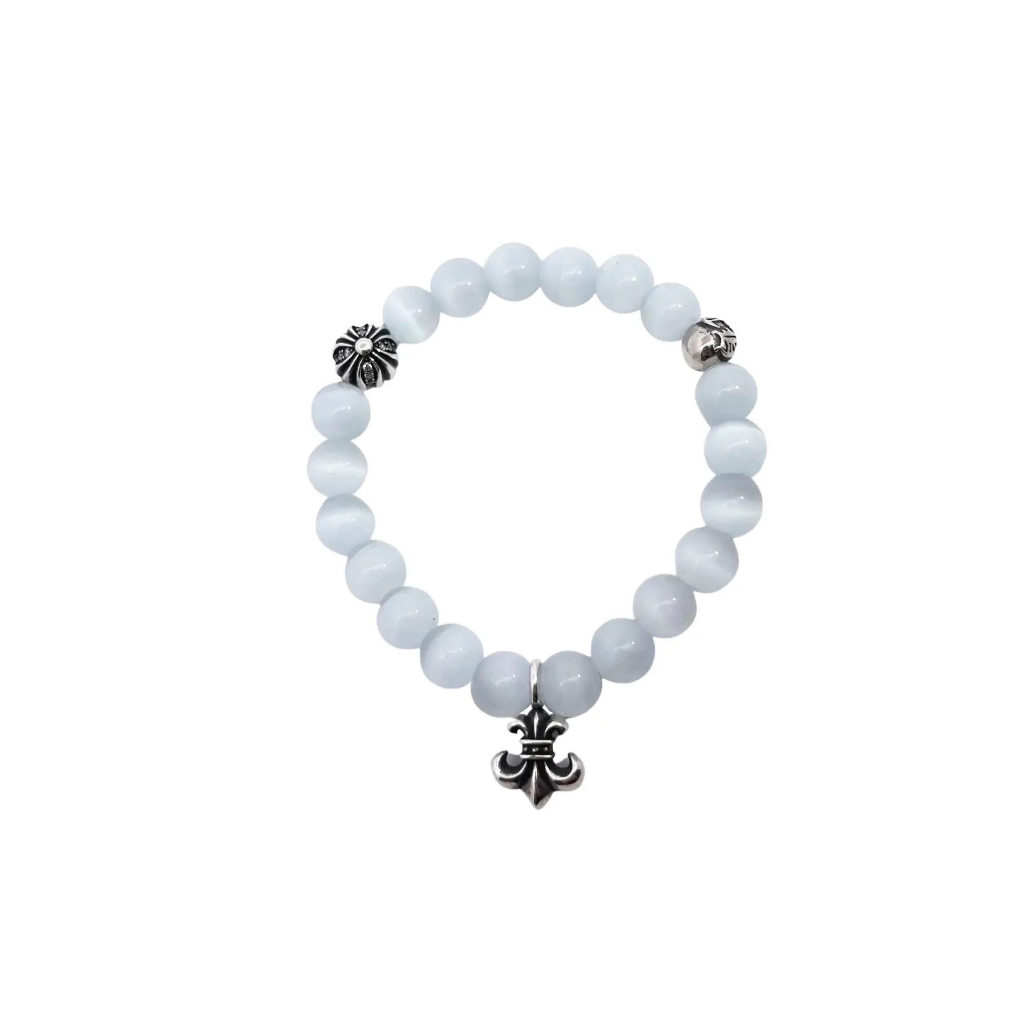Chrome Heart Womens BS Fleur Cat Eye Stone Bracelet