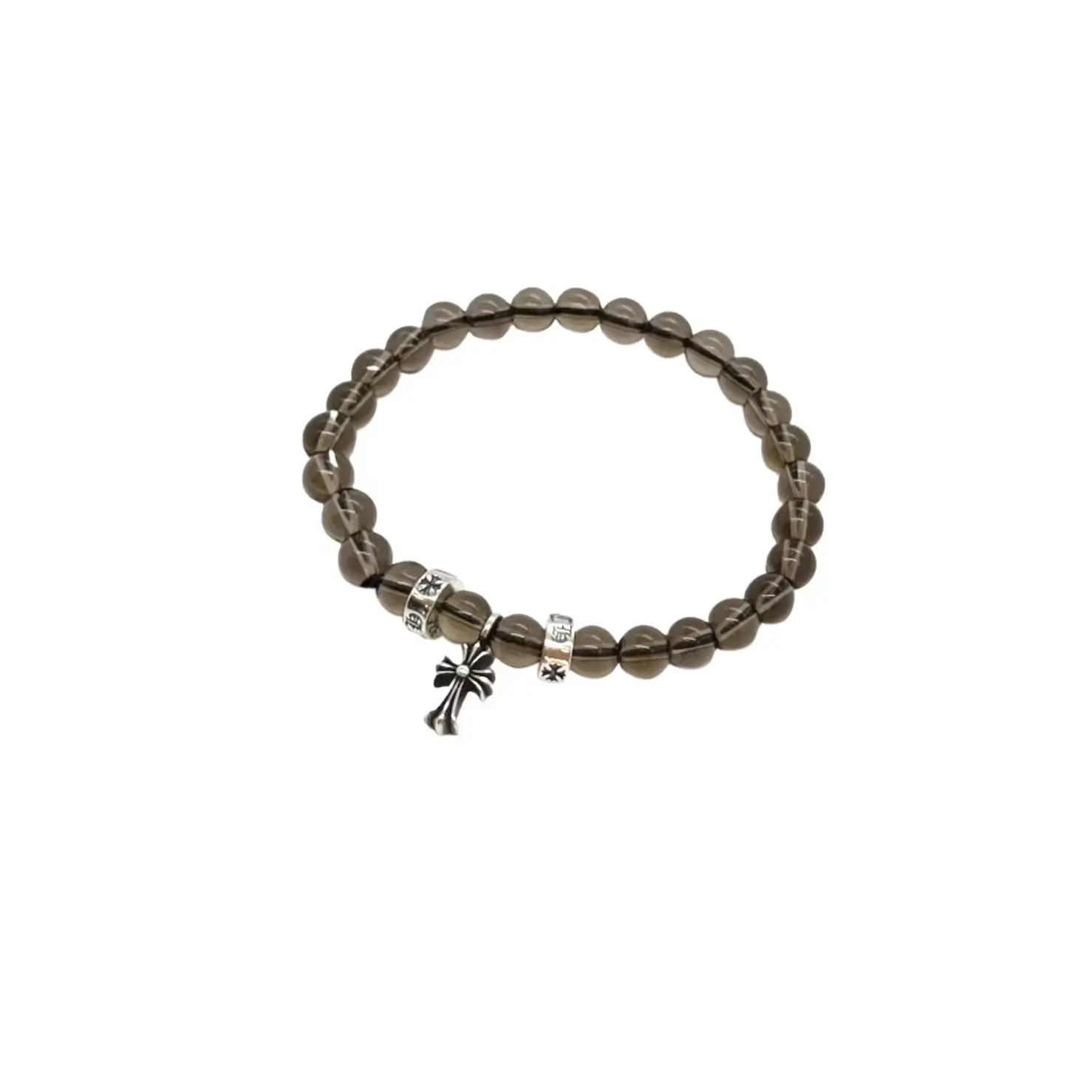 Brown Chrome Hearts Tea Crystale Tiny Cross Bracelet