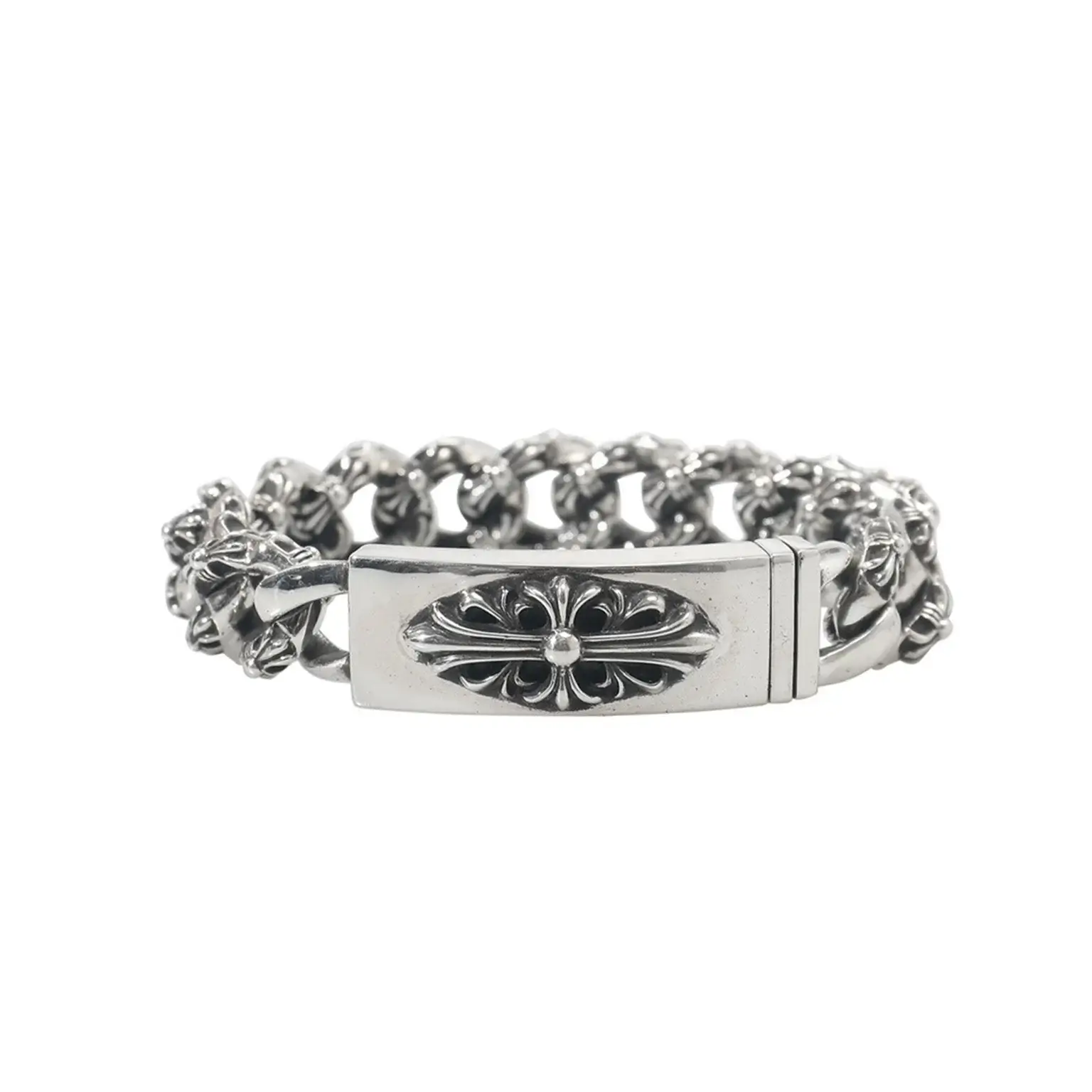 Thick Floral ID Fancy Link Men's Chrome Hearts Bracelet