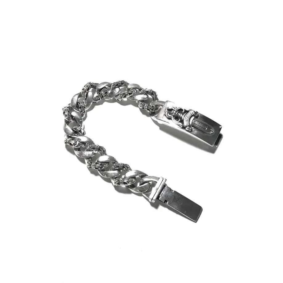 Men Chrome Hearts Dagger ID Half Fancy Link Thick Bracelet