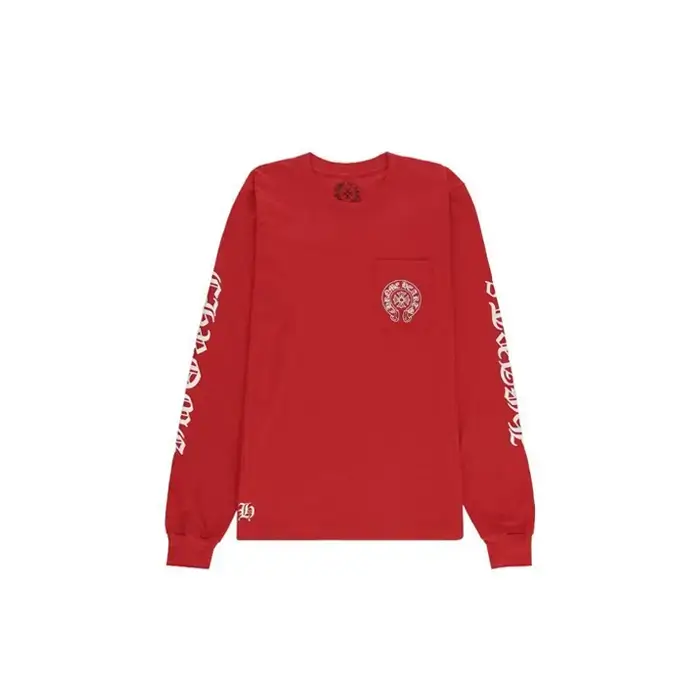 Scroll Logo Chrome Hearts Long Sleeve Red Shirt