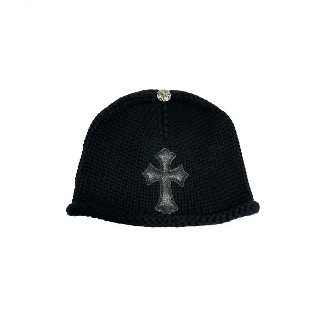 Cross Leather Patch Knitted Hat Chrome Hearts