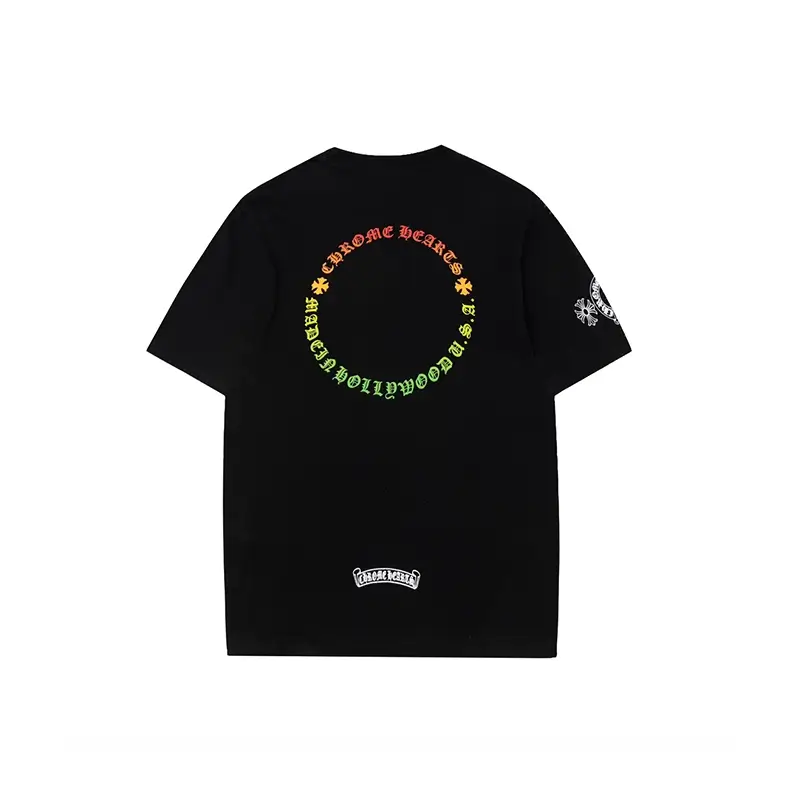 Gradient Circle Logo Chrome Hearts Black T Shirt