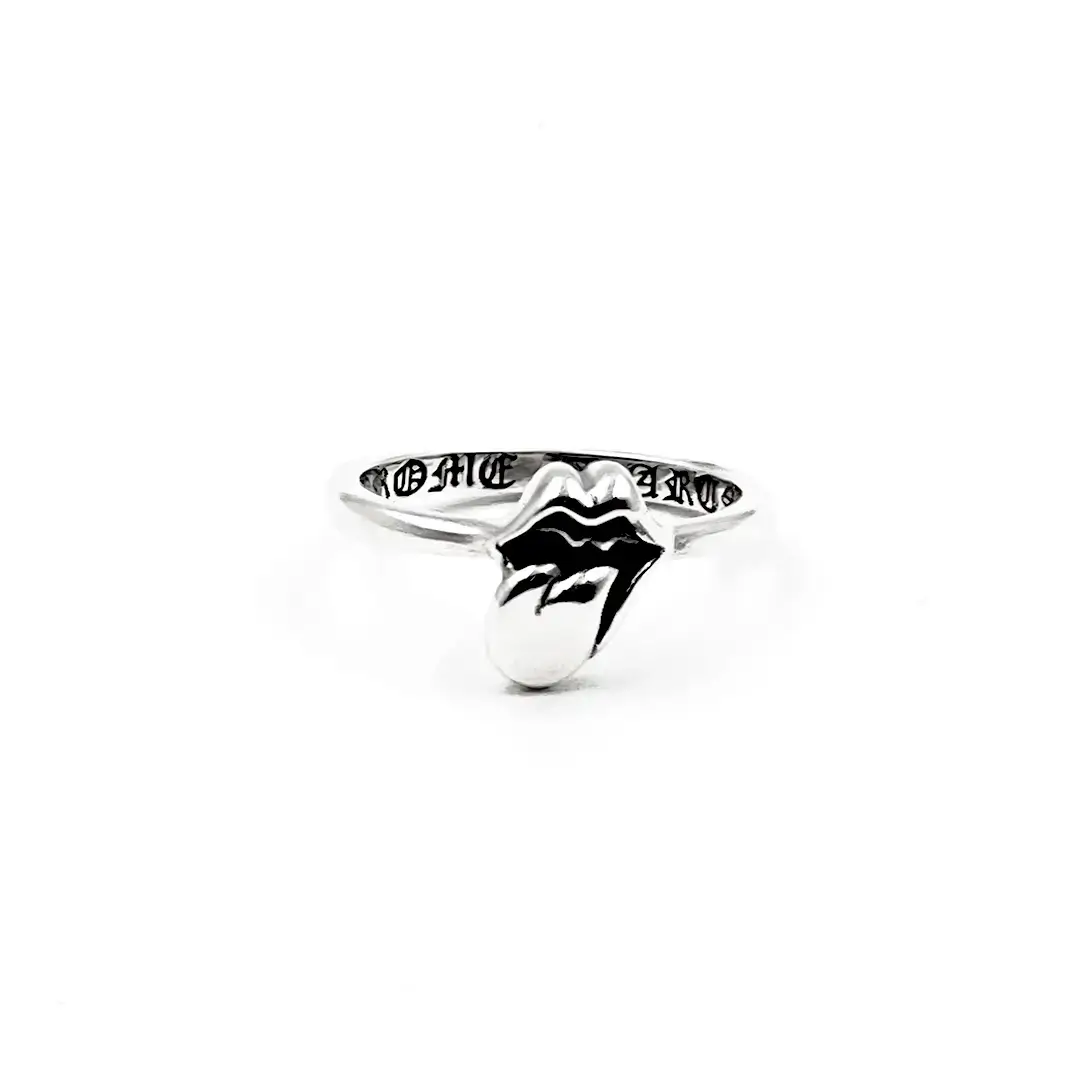 Rolling Stone Tongue Thin men's chrome hearts rings