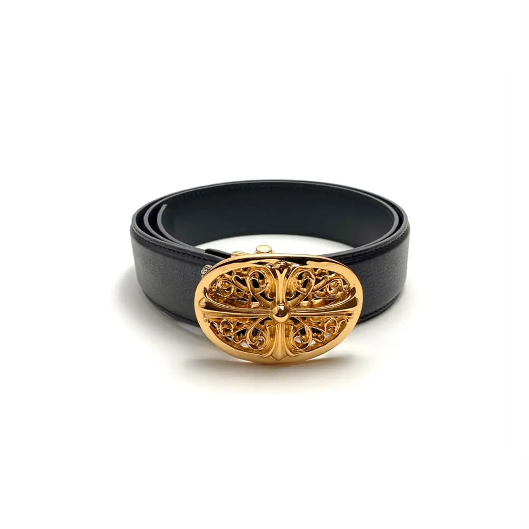 Brass Chrome Hearts Cross Belt - Gothic Buckle Streetwear