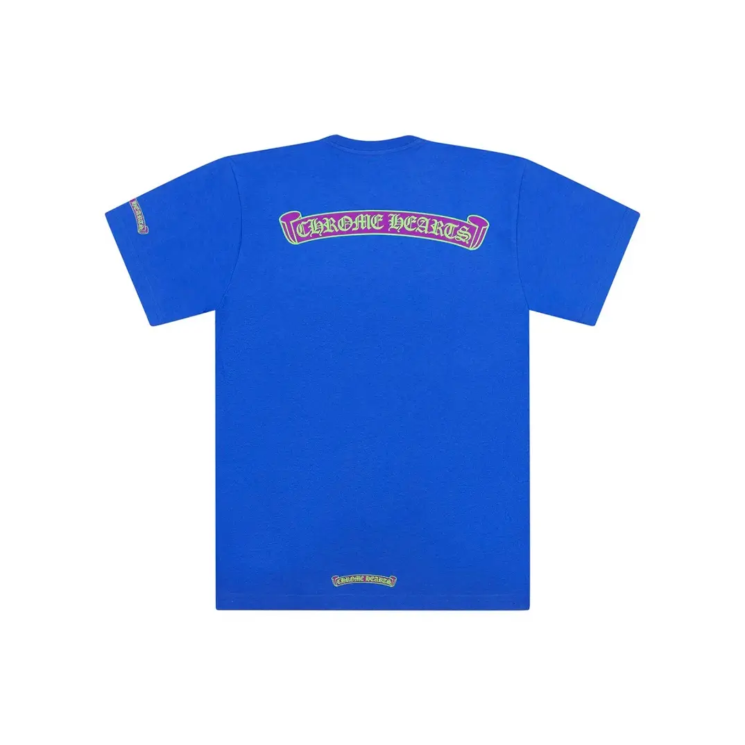 Buy Chrome Hearts New Arrivals online - at Scroll Logo Pink Blue Chrome Hearts Shirt - Edgy Streetwear