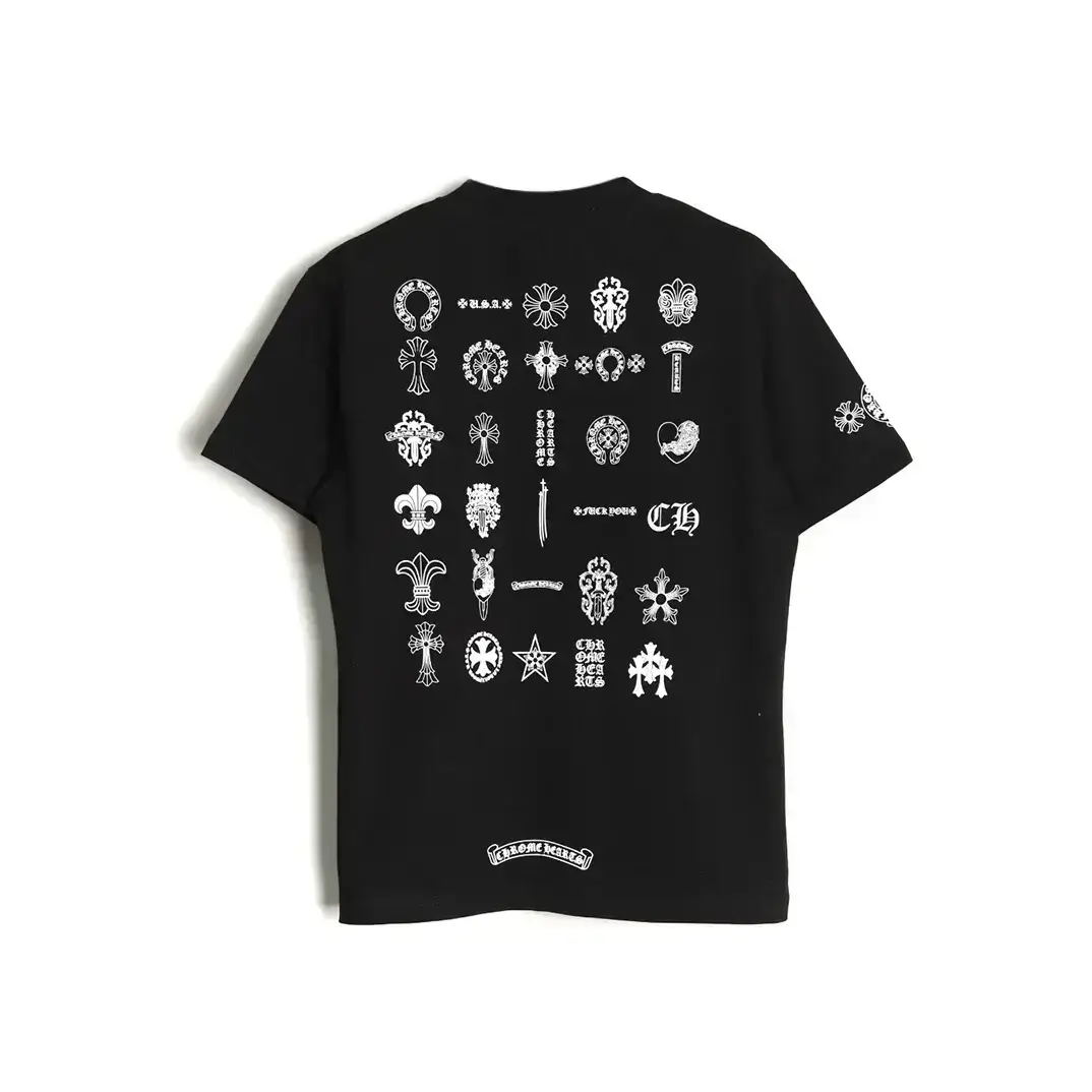 Buy Chrome Hearts New Arrivals online - at Multi Logo Black Chrome Hearts Tee - Street Style